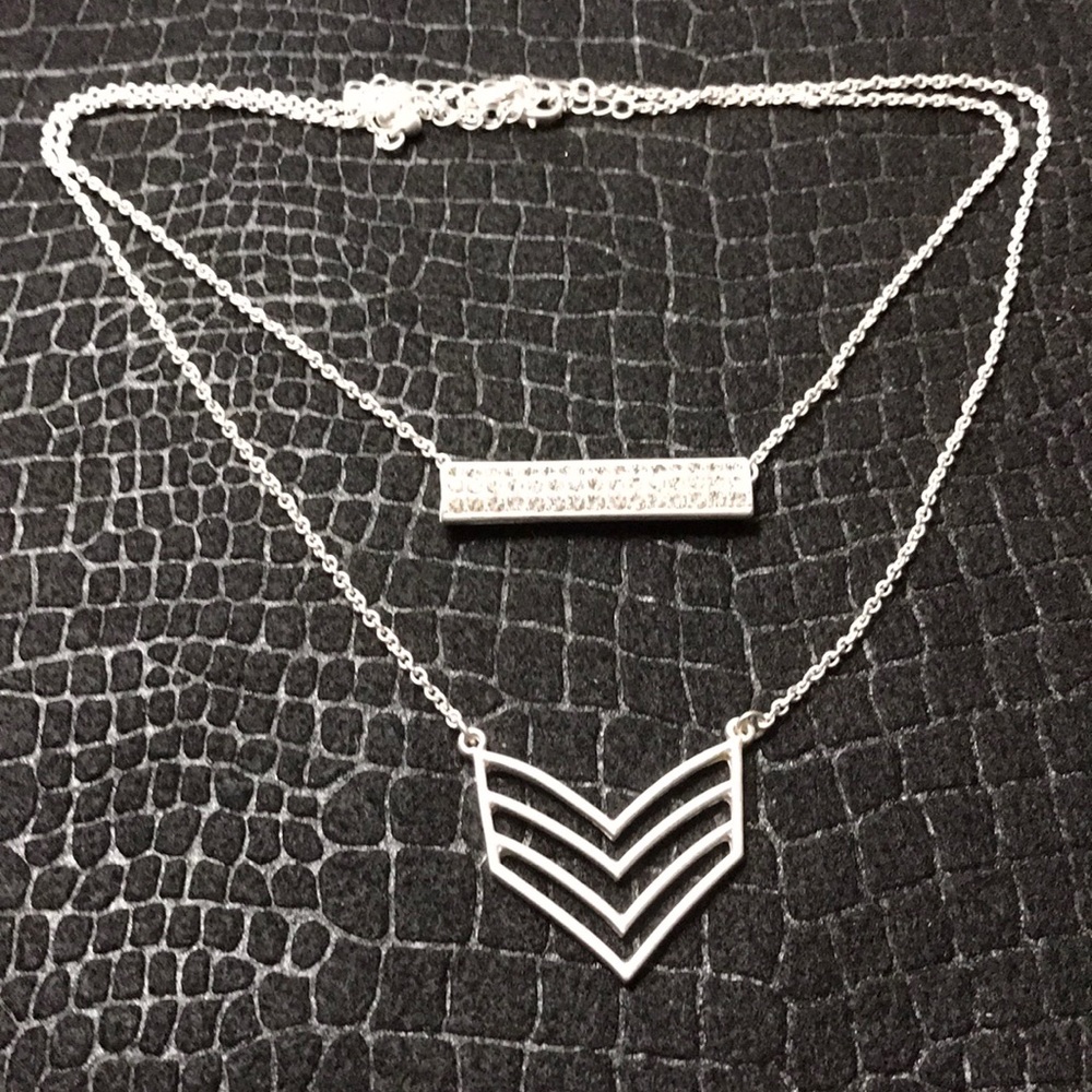 Jeweled Bar/Chevron Necklace Duo - Picture 3 of 4